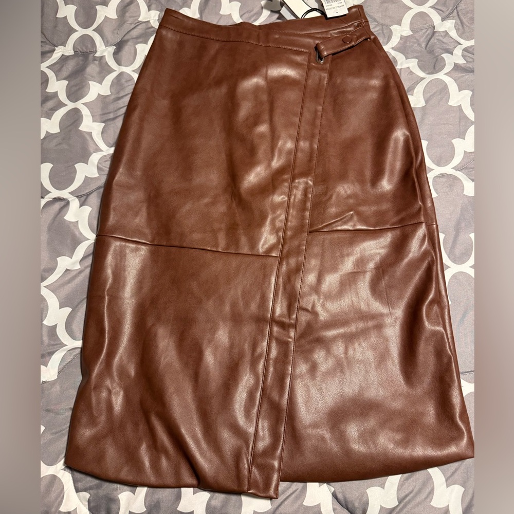 Bagatelle Rich Brown Leather Pencil Skirt